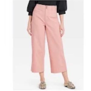 A New Day Coral Pink Wide Leg Crop High Waist Chino Pants Size 4